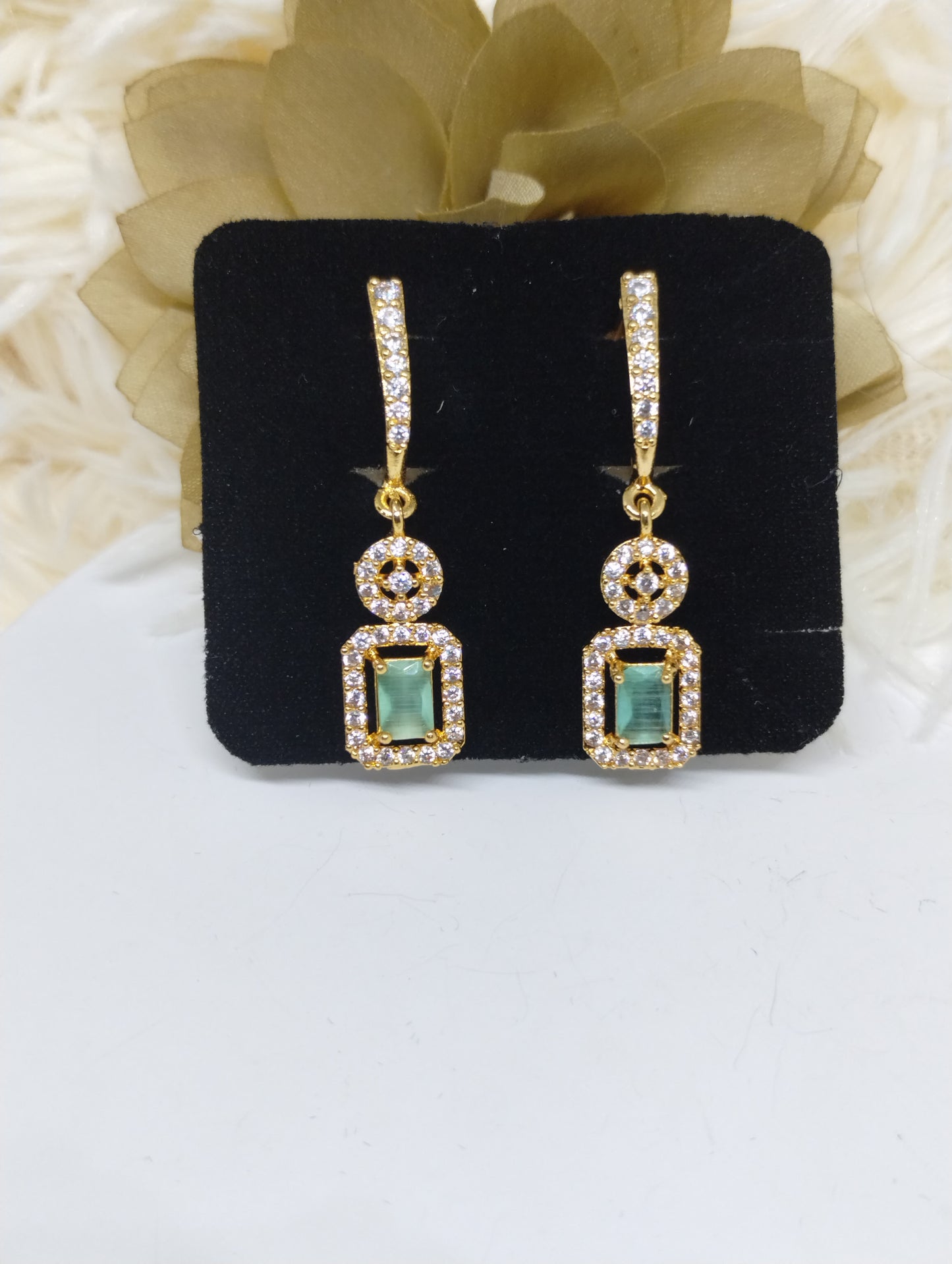 Mint Green Rectangular Drop Earrings
