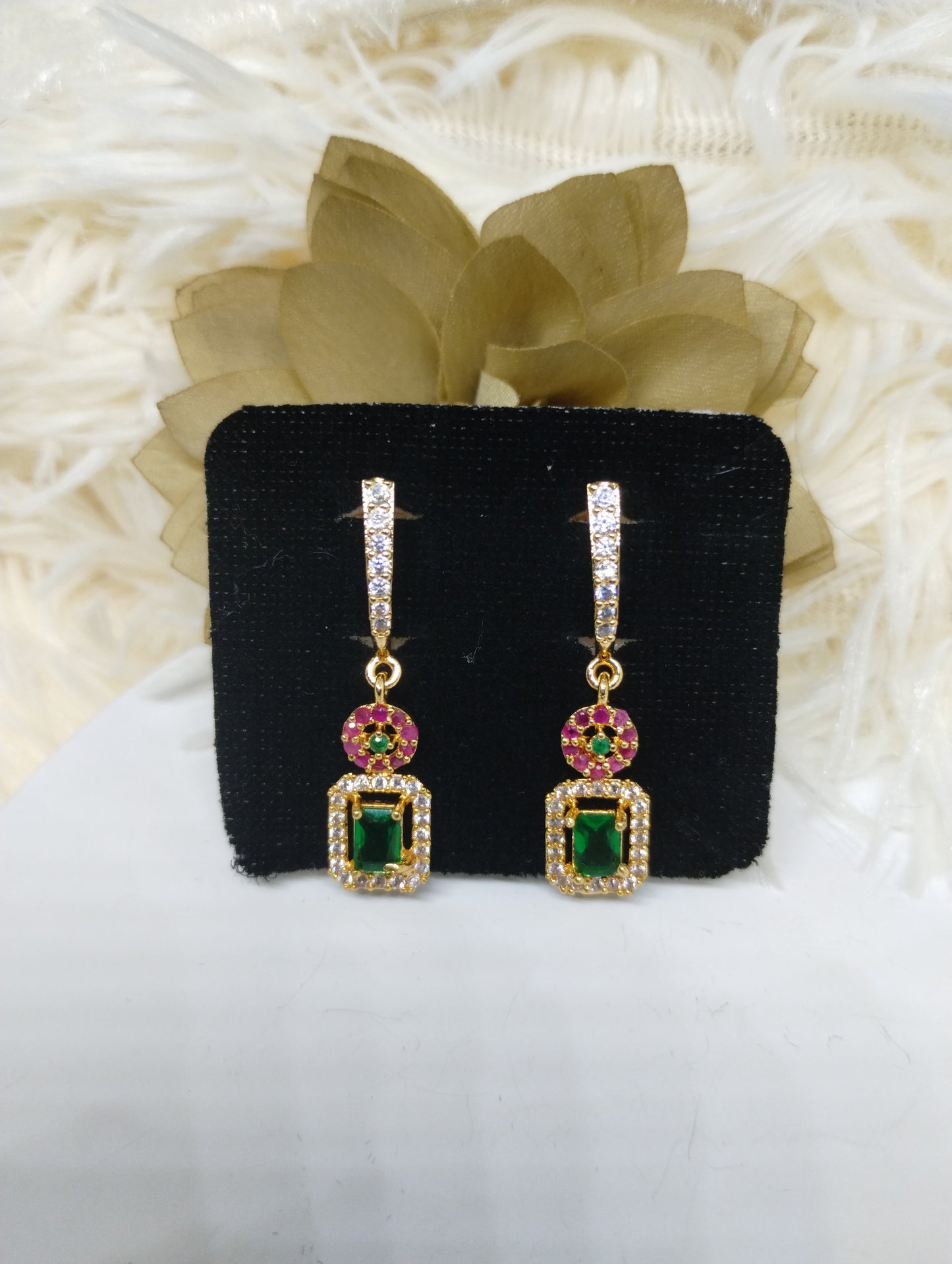 Dual-Tone Green & Pink Rectangular Drops