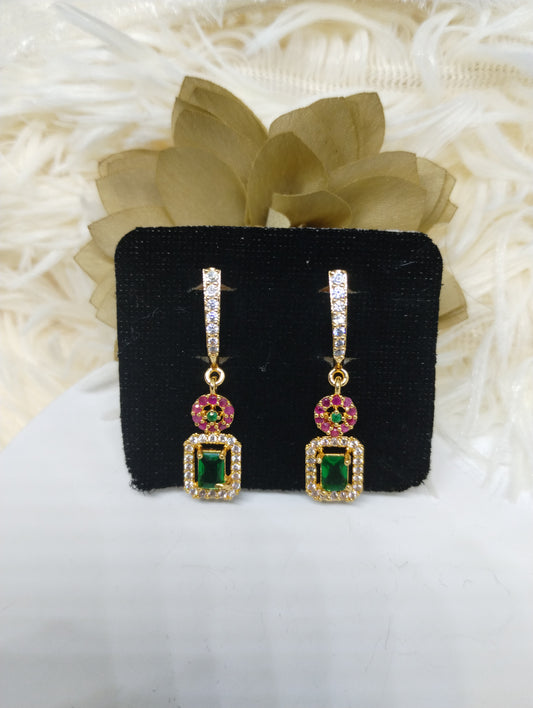 Dual-Tone Green & Pink Rectangular Drops