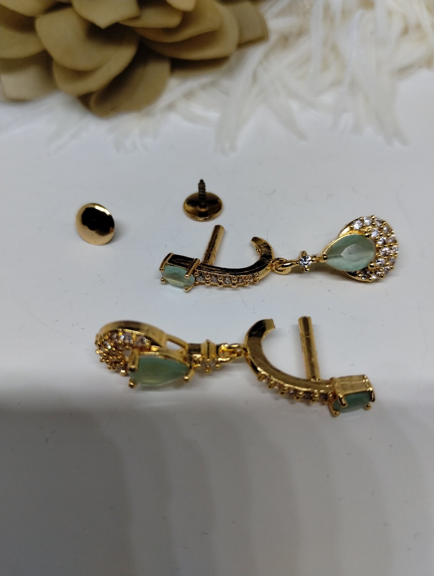 Mint Green Teardrop Danglers