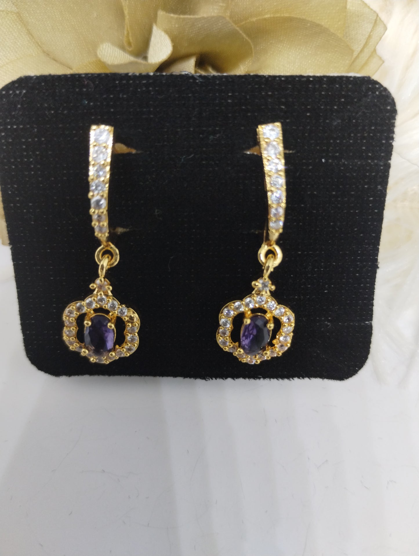 Midnight Violet Crystal Danglers