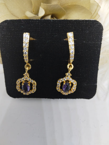 Midnight Violet Crystal Danglers