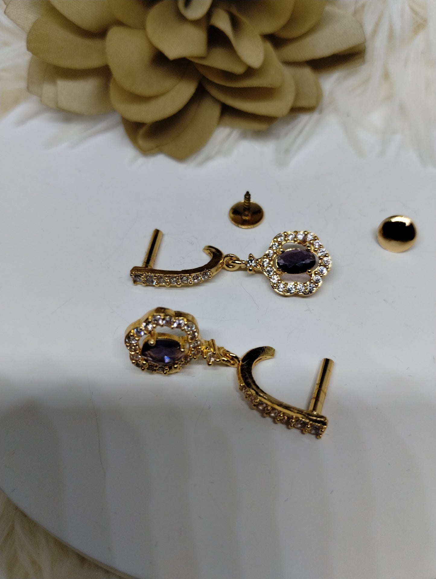 Midnight Violet Crystal Danglers