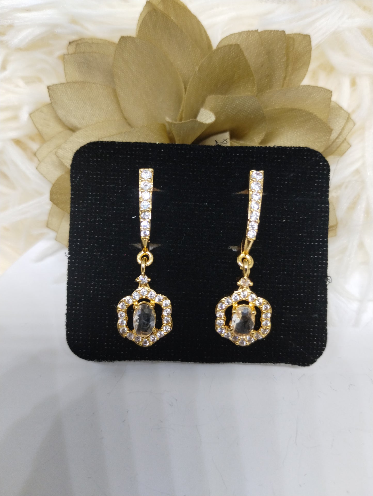 Ethereal Crown White Crystal Danglers