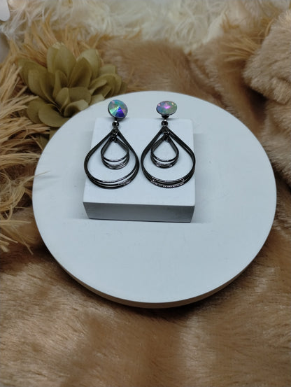 Aurora Noir Geometric Drop Earrings