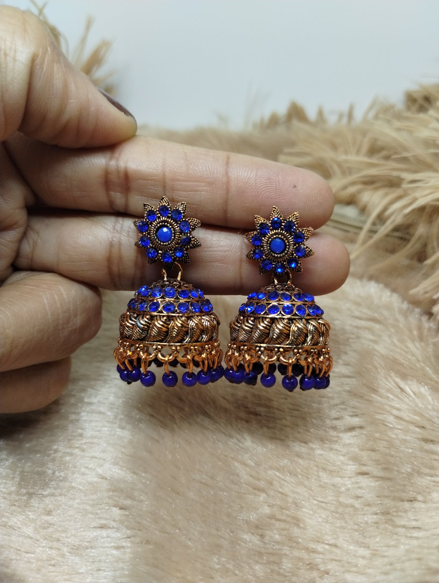 Antique Crystal Jhumka Earrings