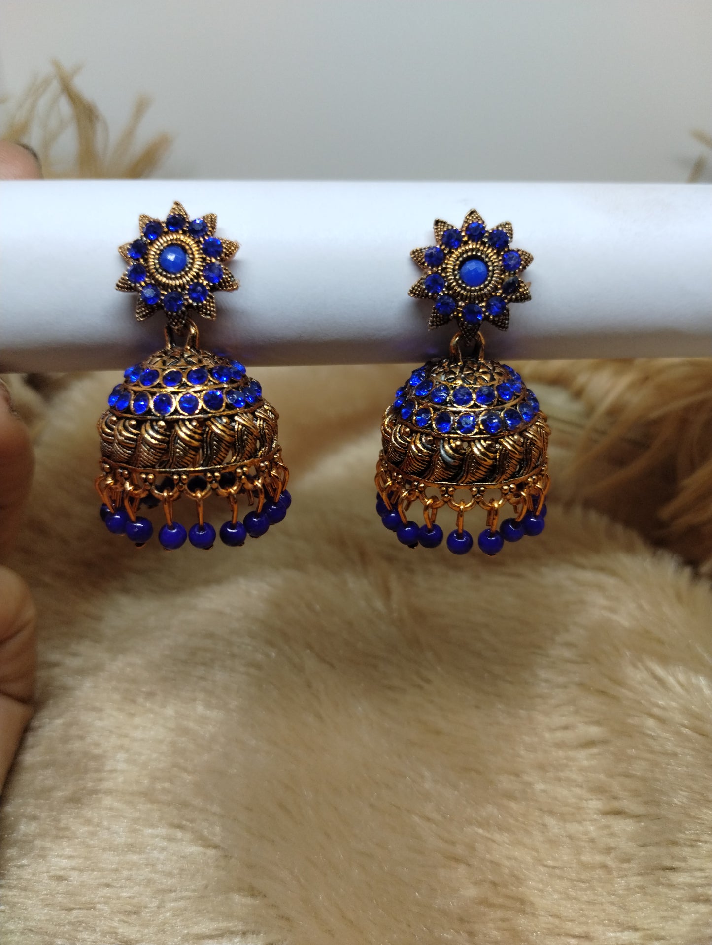 Antique Crystal Jhumka Earrings