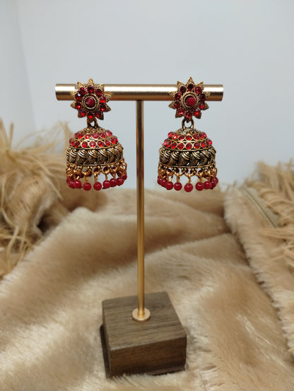 Antique Crystal Jhumka Earrings