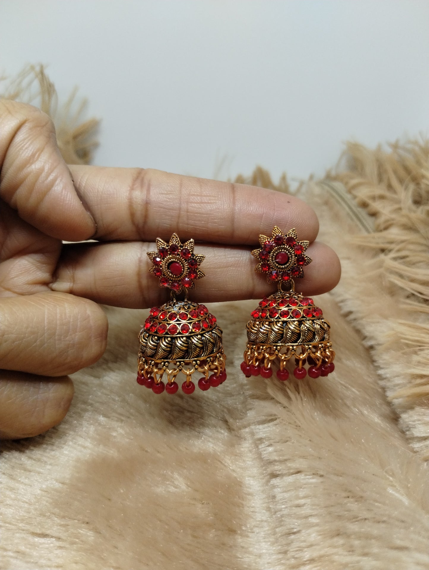 Antique Crystal Jhumka Earrings