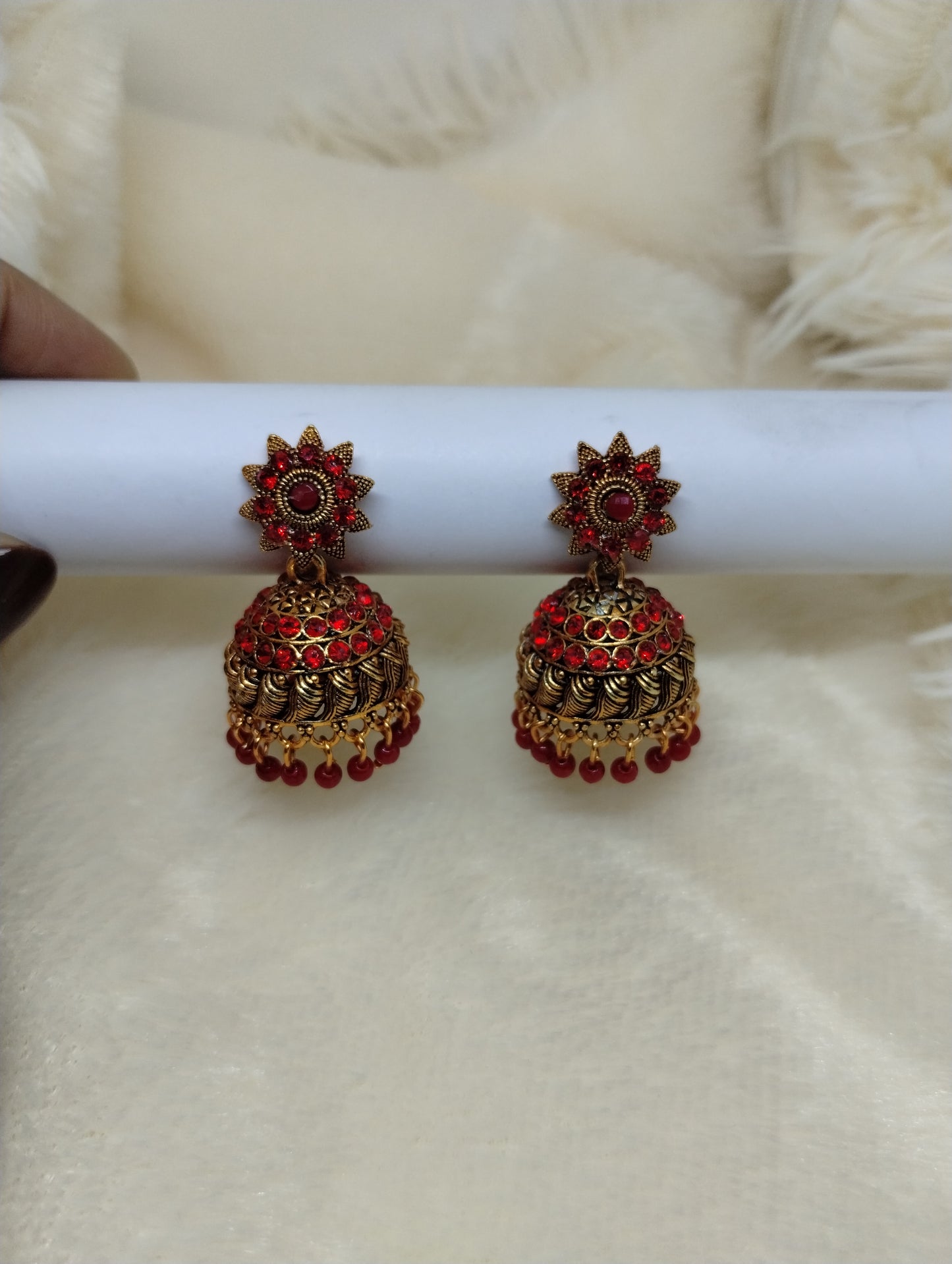 Antique Crystal Jhumka Earrings