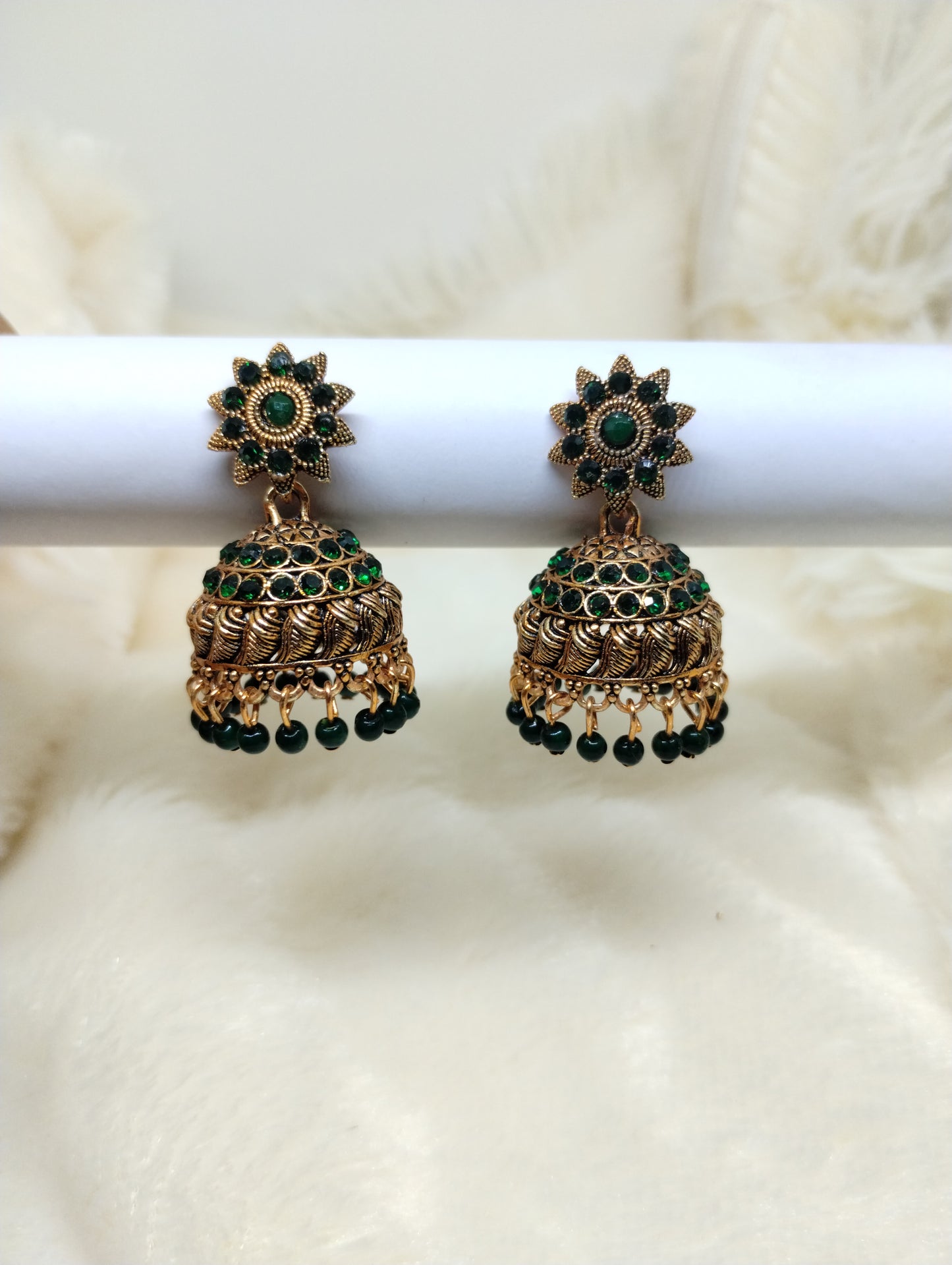 Antique Crystal Jhumka Earrings