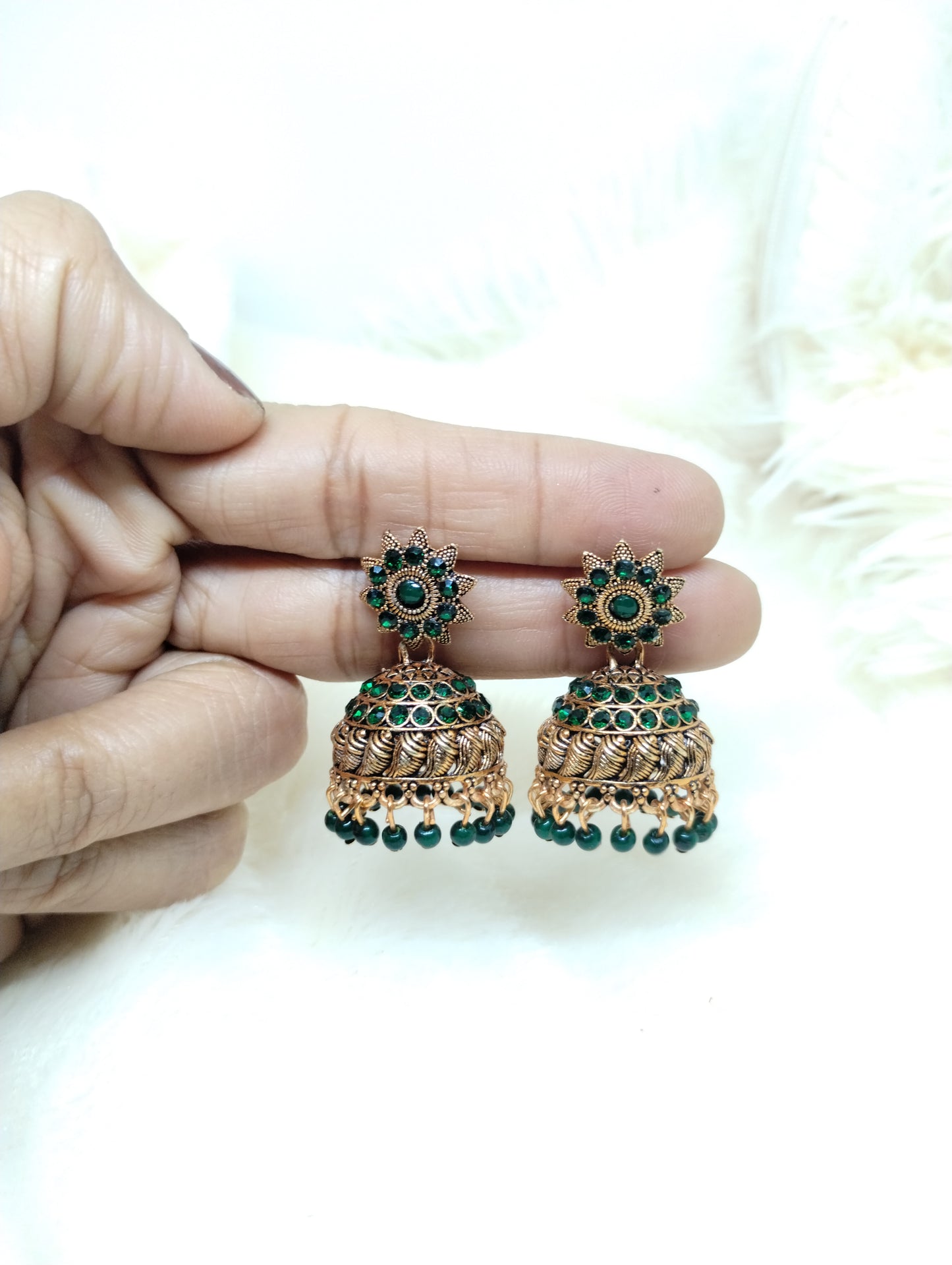 Antique Crystal Jhumka Earrings