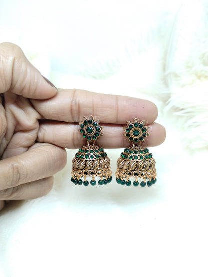 Antique Crystal Jhumka Earrings