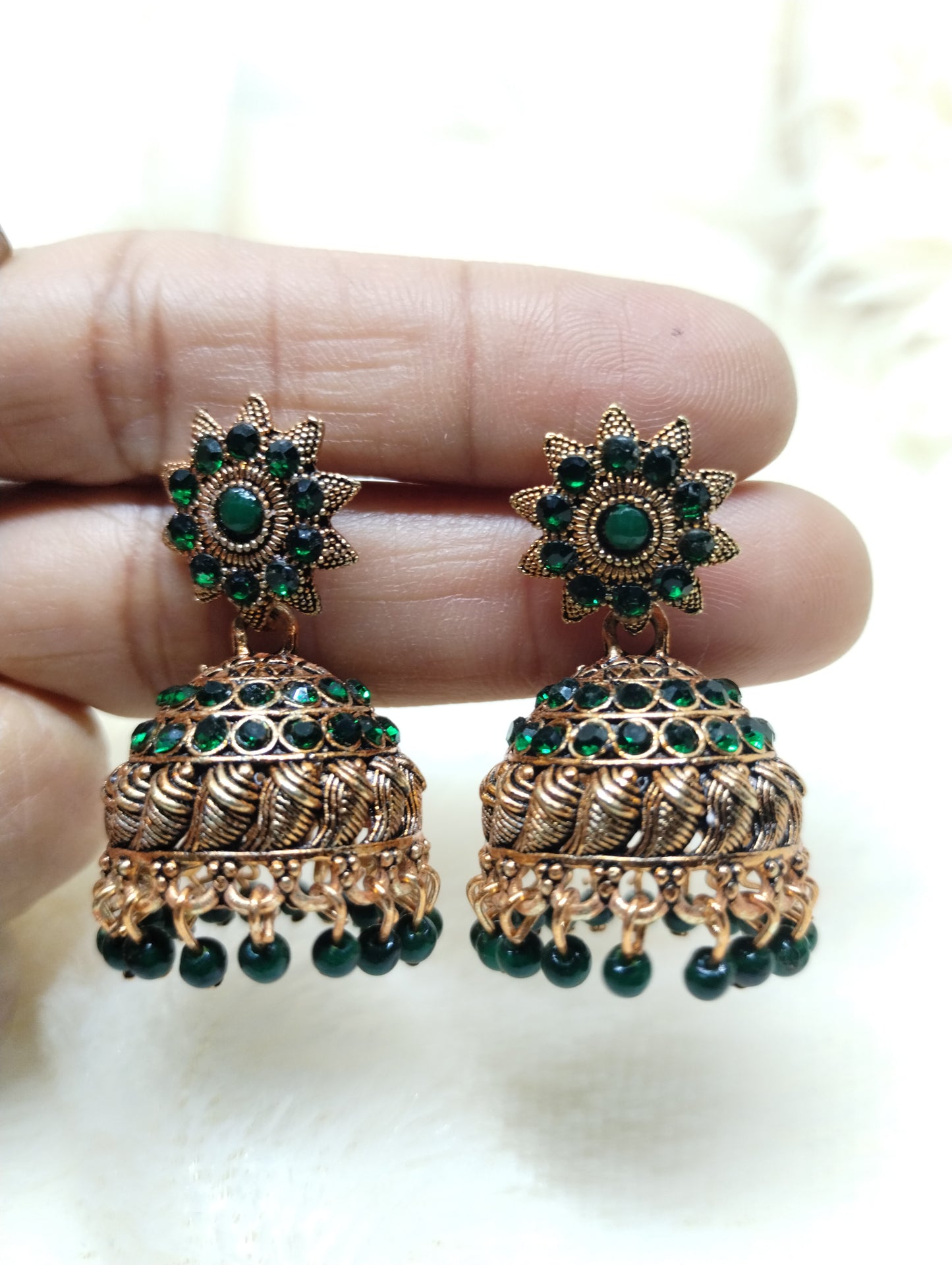 Antique Crystal Jhumka Earrings