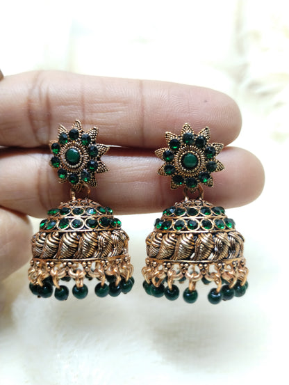 Antique Crystal Jhumka Earrings