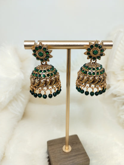 Antique Crystal Jhumka Earrings
