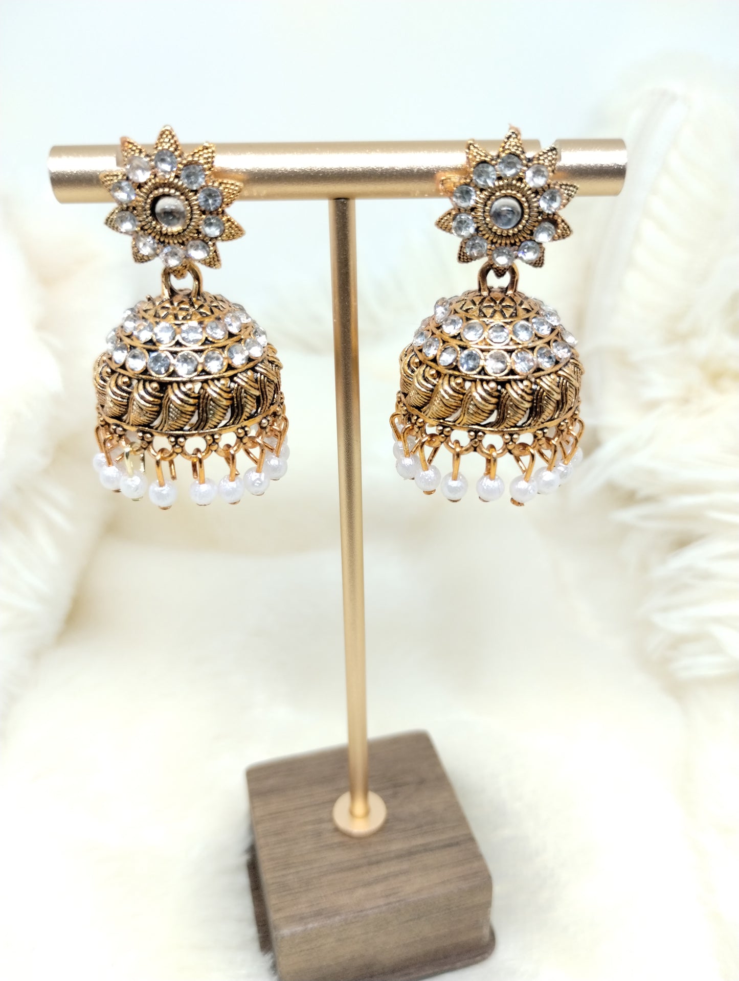 Antique Crystal Jhumka Earrings