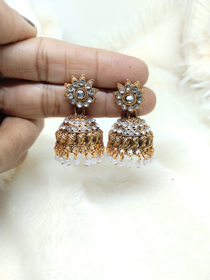 Antique Crystal Jhumka Earrings