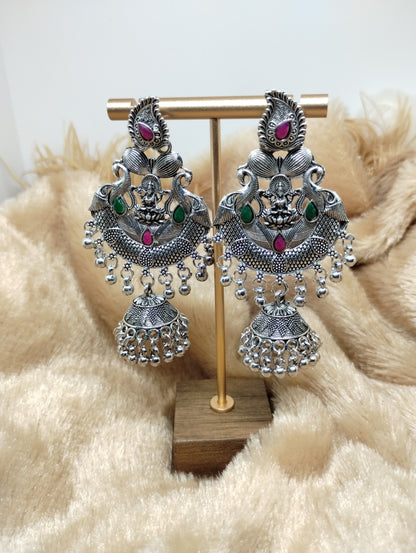 Lakshmi Temple Chandbali Jhumka Earrings