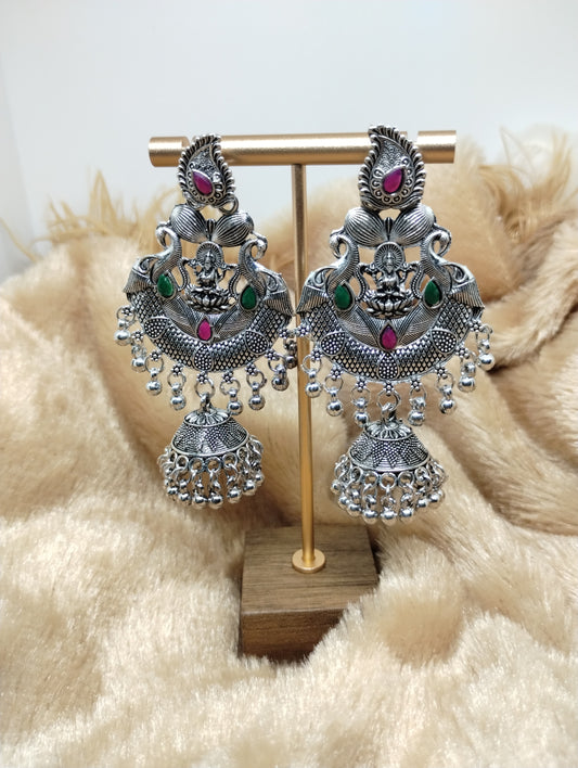 Lakshmi Temple Chandbali Jhumka Earrings