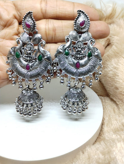 Lakshmi Temple Chandbali Jhumka Earrings