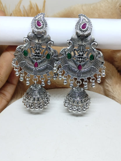 Lakshmi Temple Chandbali Jhumka Earrings