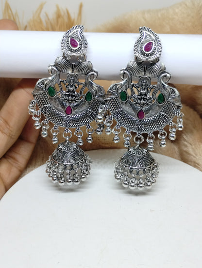Lakshmi Temple Chandbali Jhumka Earrings