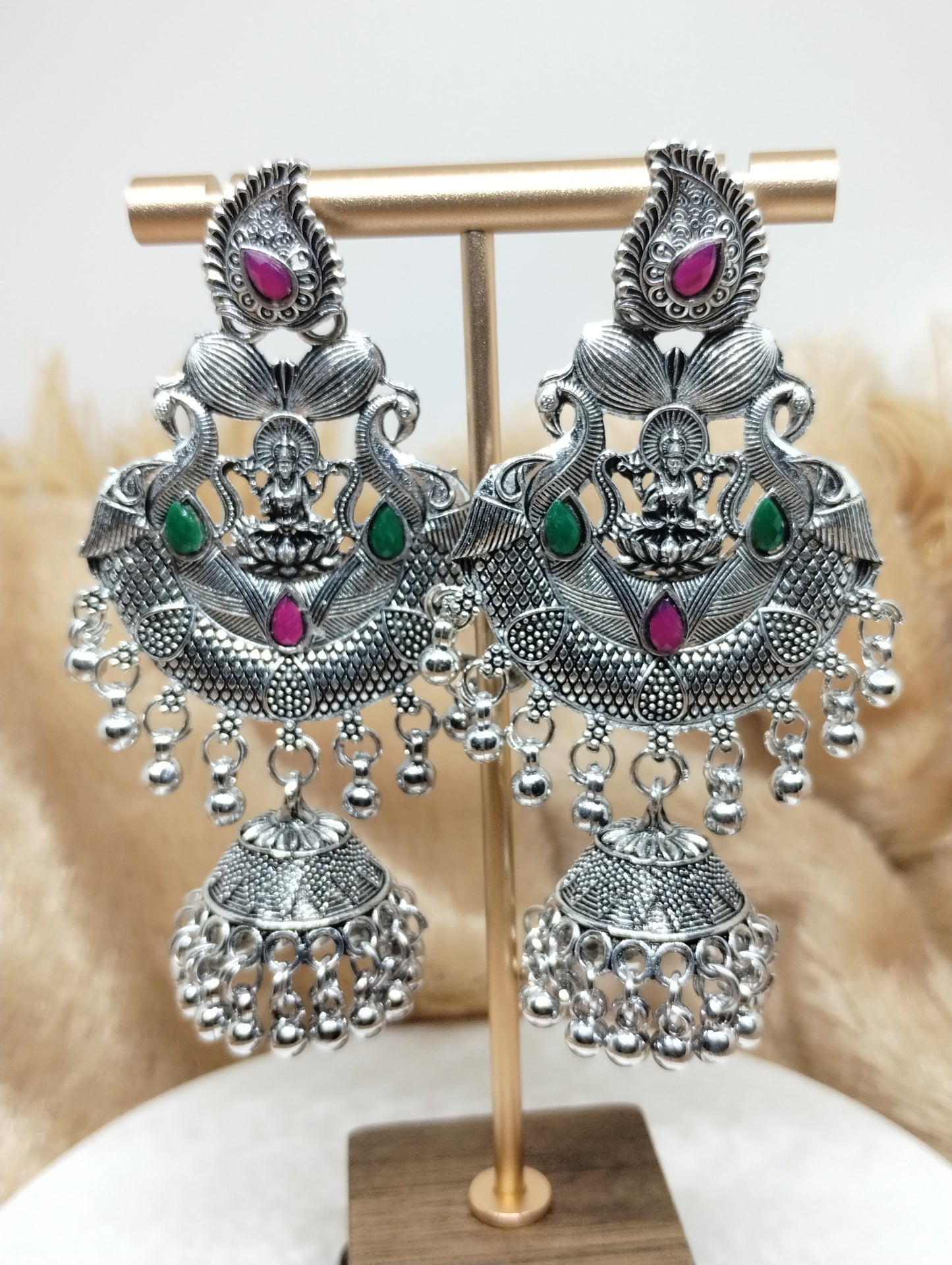 Lakshmi Temple Chandbali Jhumka Earrings