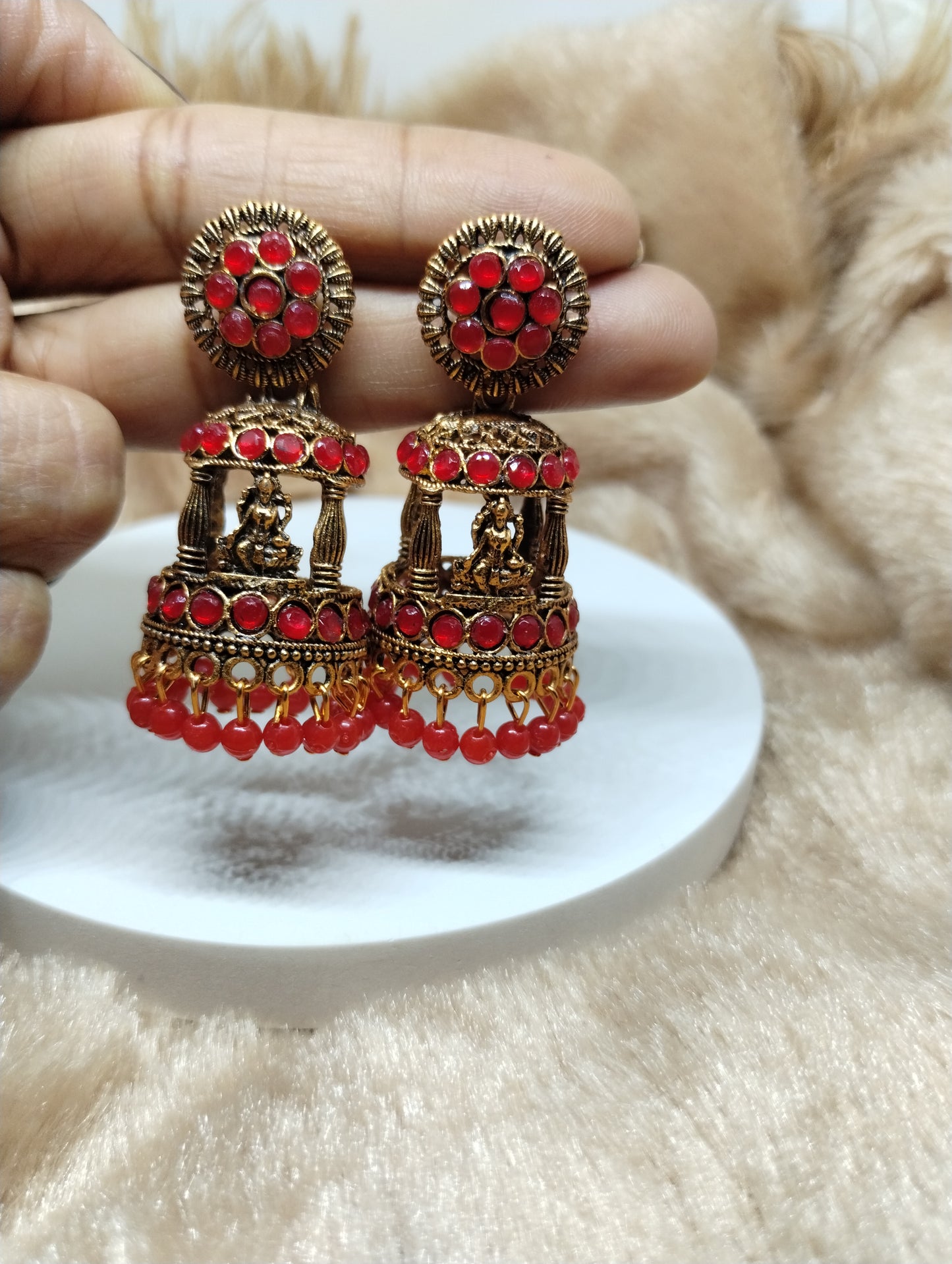 Temple Lakshmi Pavilion Jhumka Earrings