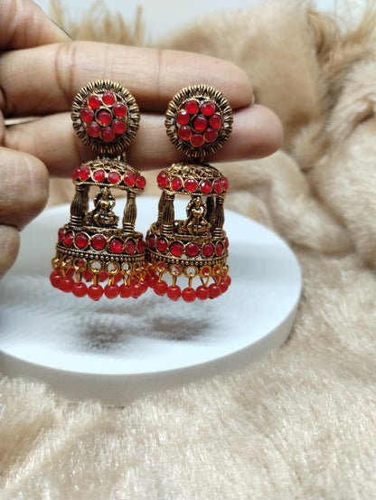 Temple Lakshmi Pavilion Jhumka Earrings