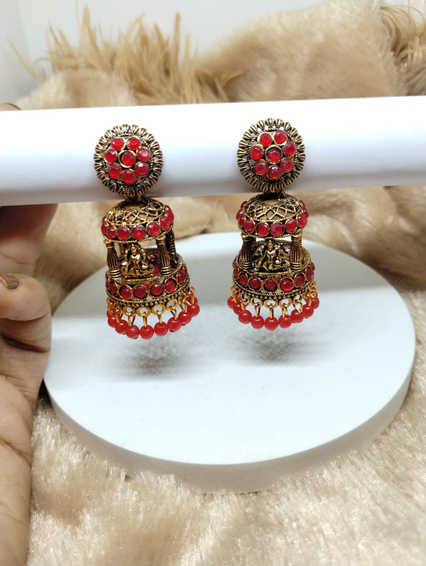 Temple Lakshmi Pavilion Jhumka Earrings