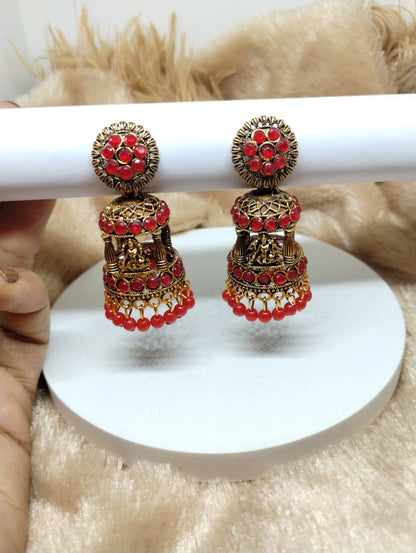 Temple Lakshmi Pavilion Jhumka Earrings