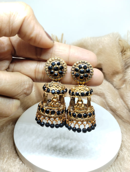 Temple Lakshmi Pavilion Jhumka Earrings