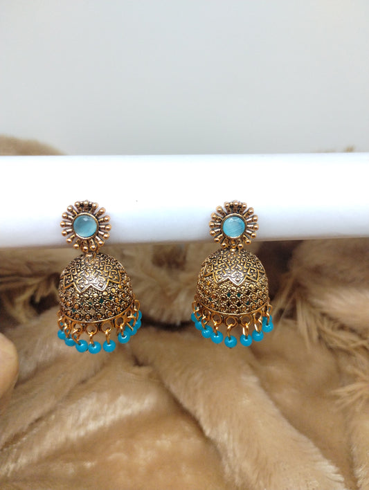 Floral Heritage Dome Jhumka Earrings