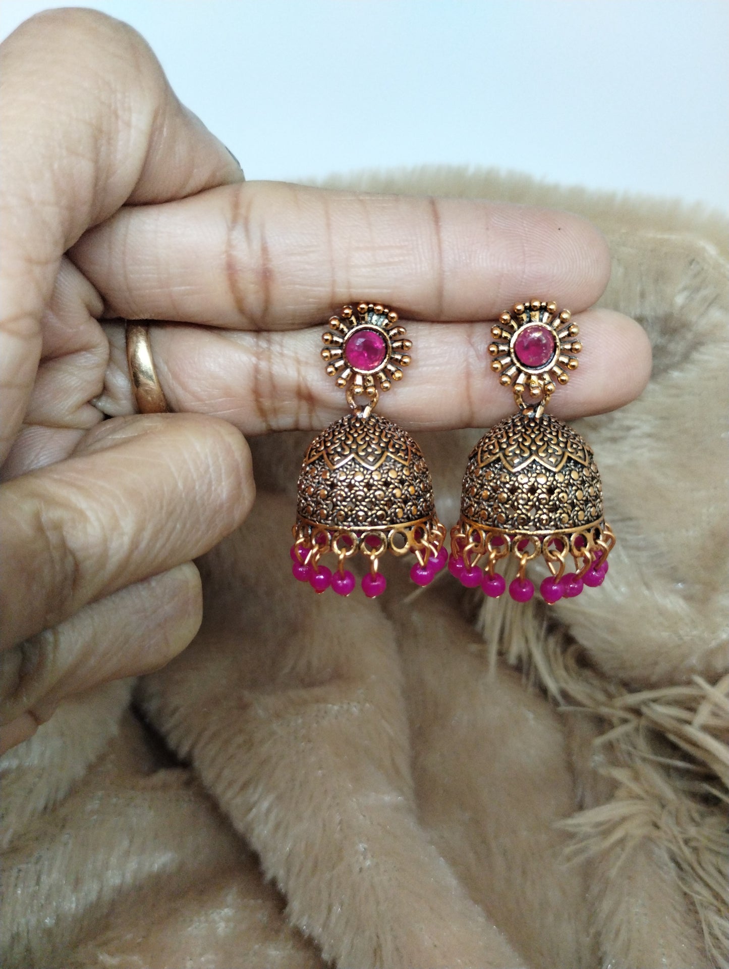 Floral Heritage Dome Jhumka Earrings