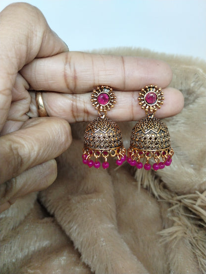 Floral Heritage Dome Jhumka Earrings