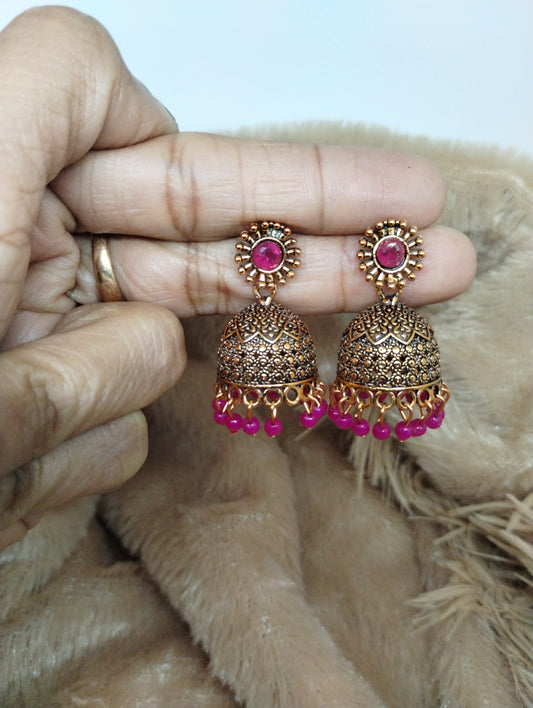 Floral Heritage Dome Jhumka Earrings