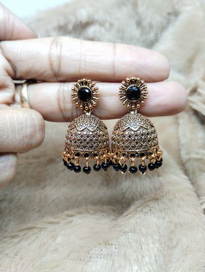 Floral Heritage Dome Jhumka Earrings