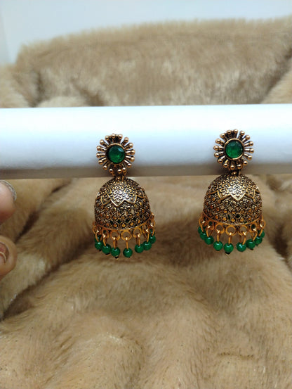 Floral Heritage Dome Jhumka Earrings