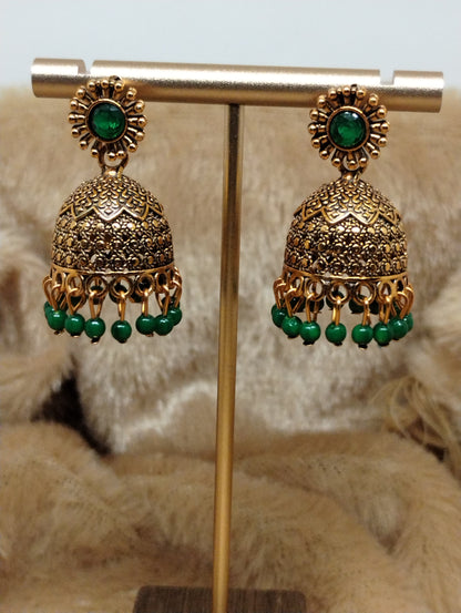 Floral Heritage Dome Jhumka Earrings