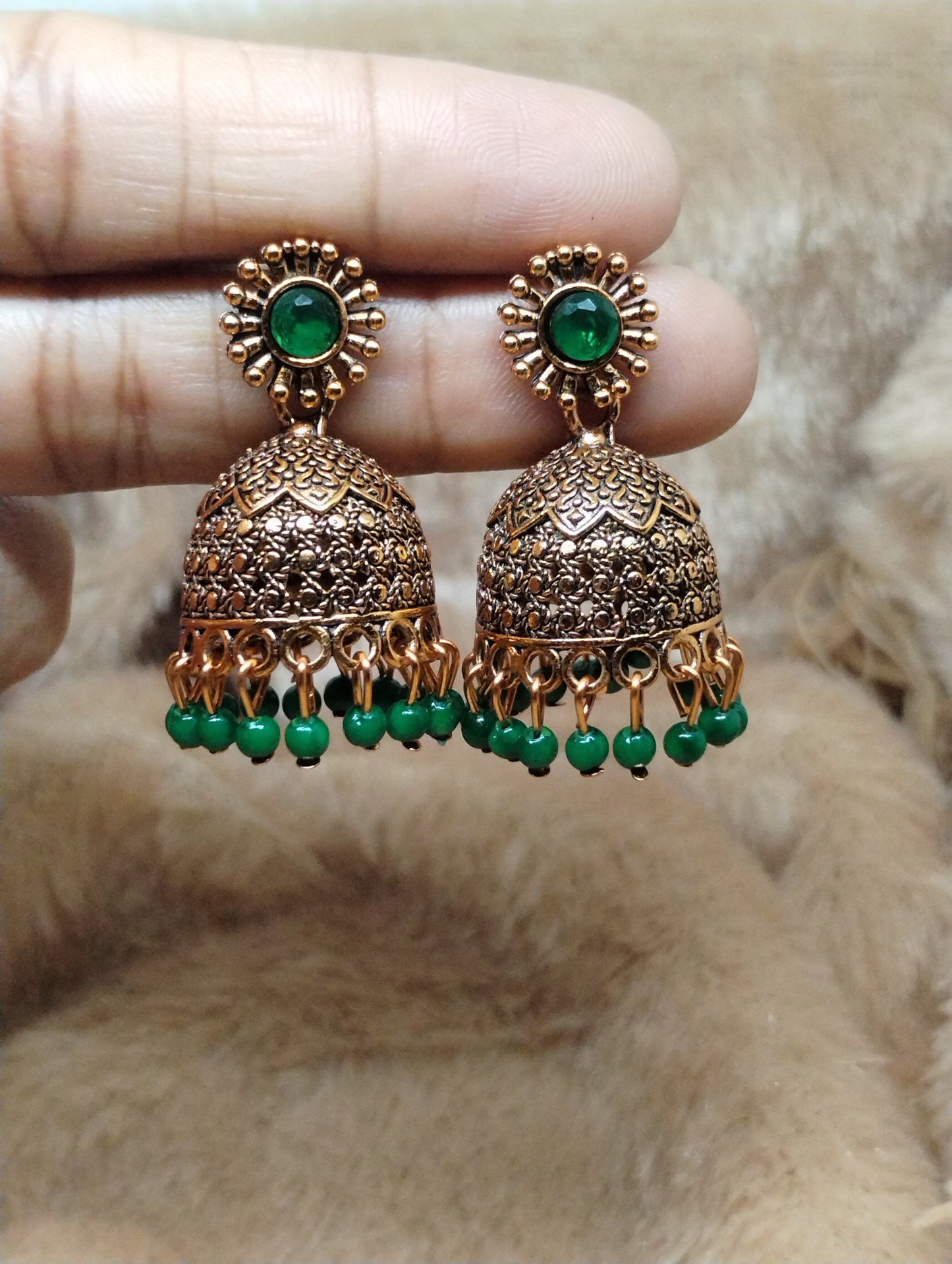 Floral Heritage Dome Jhumka Earrings