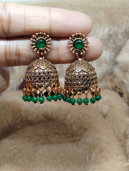 Floral Heritage Dome Jhumka Earrings