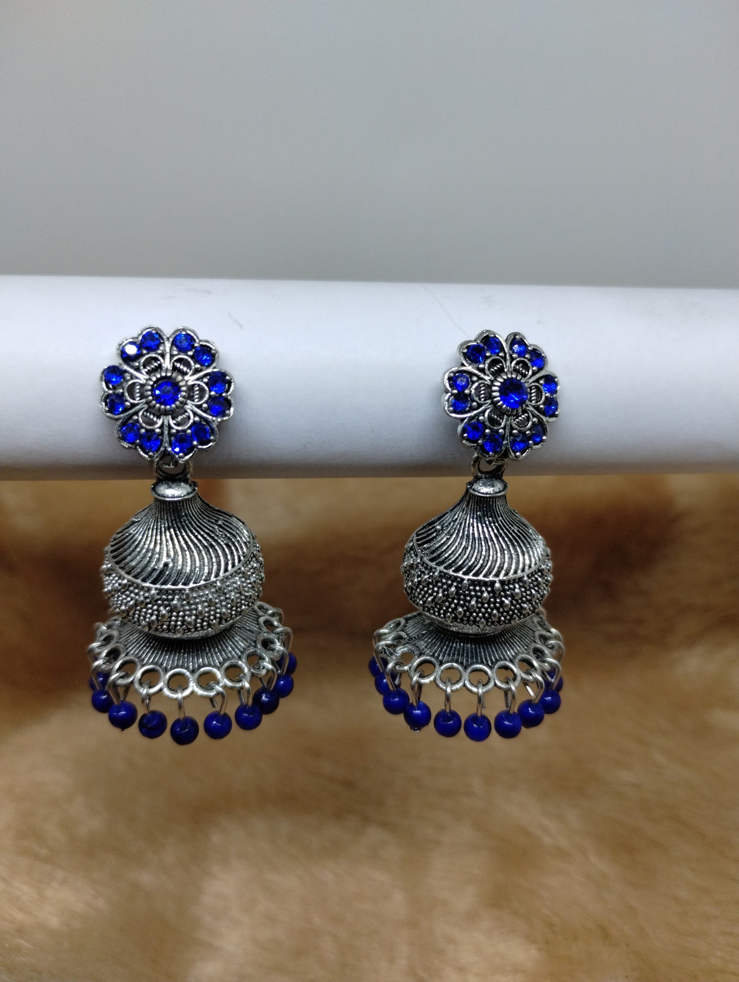 Floral Dome Oxidised Jhumkas