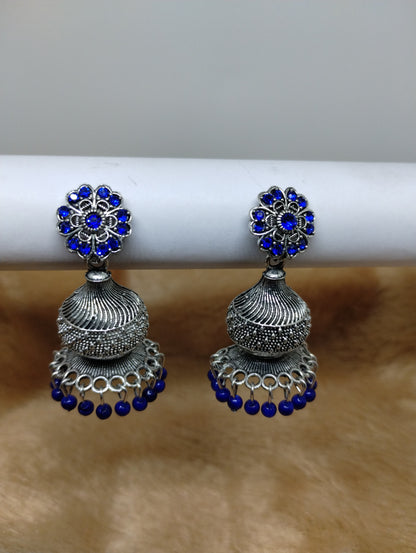 Floral Dome Oxidised Jhumkas