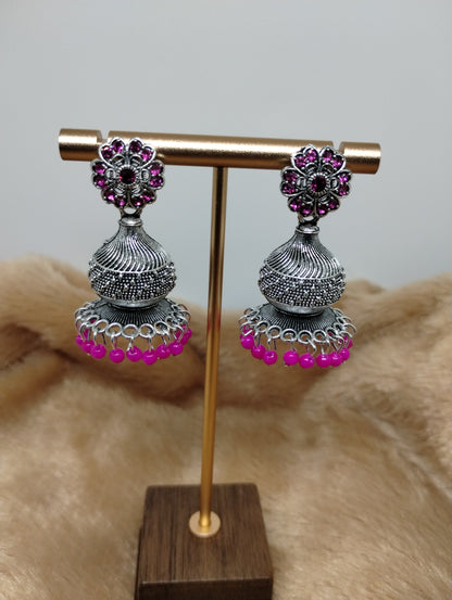 Floral Dome Oxidised Jhumkas