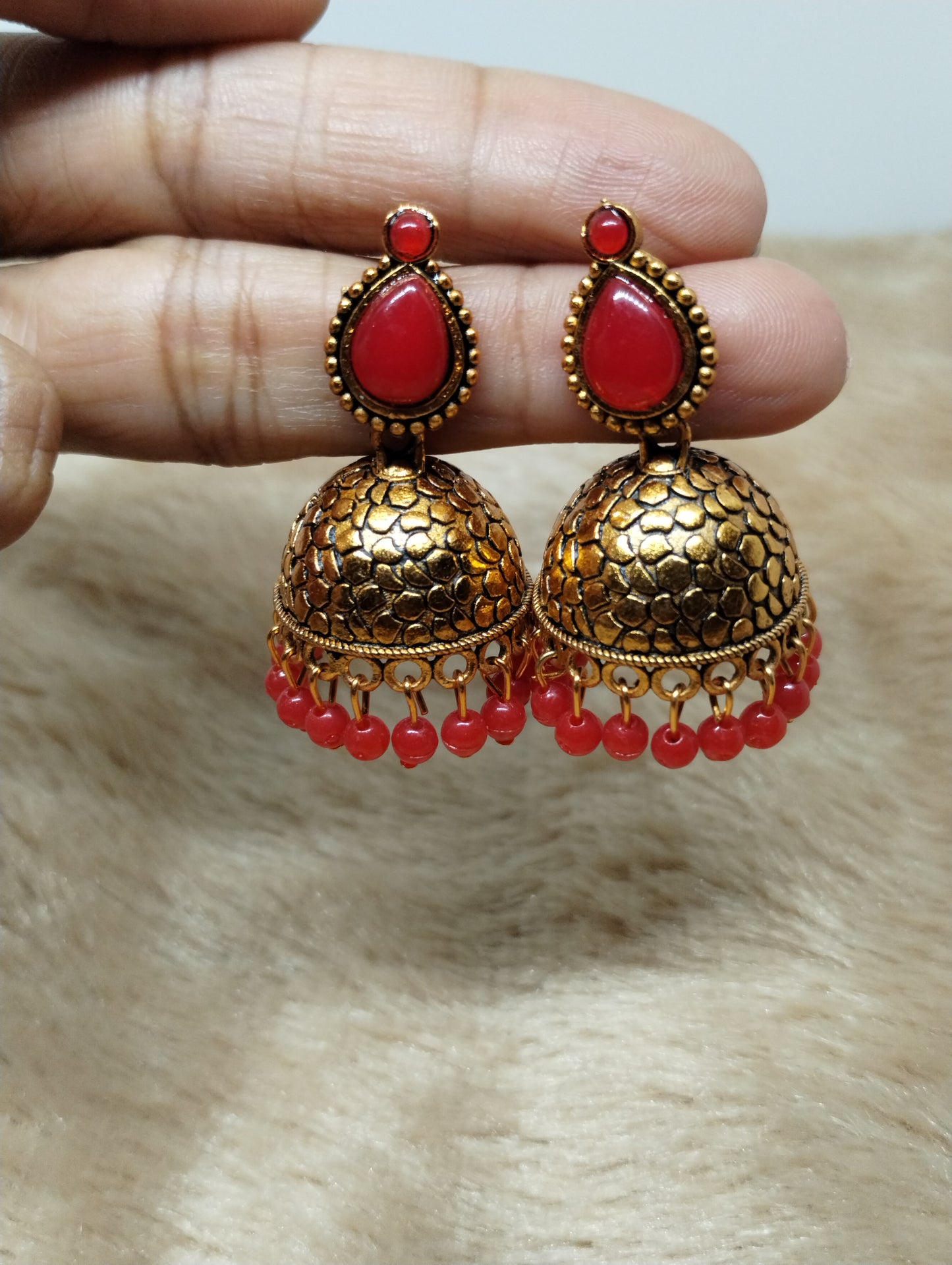 Antique Gold Teardrop Jhumka