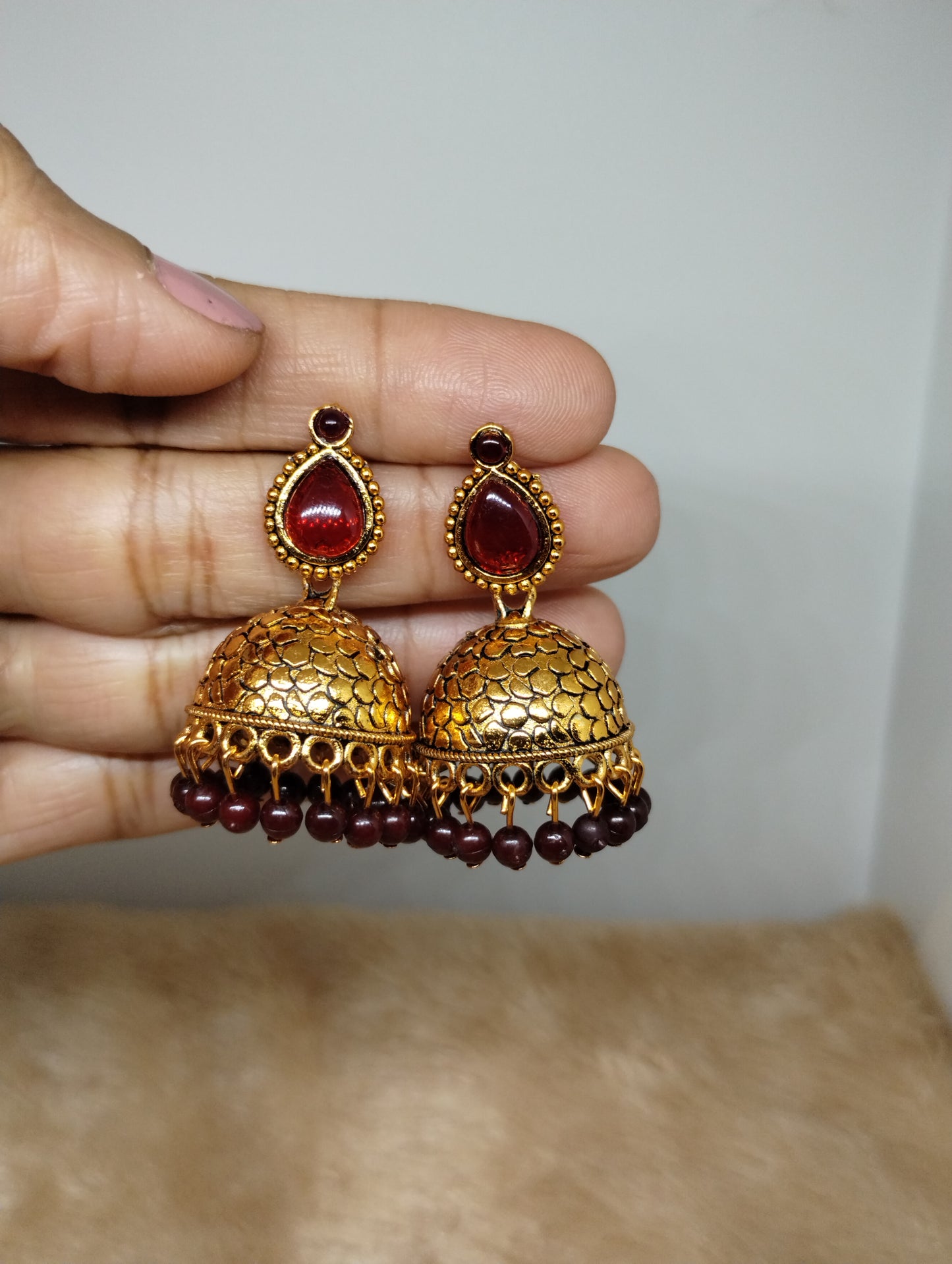 Antique Gold Teardrop Jhumka