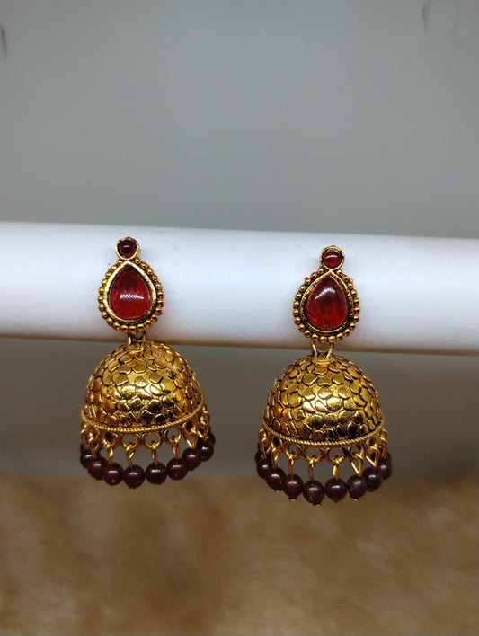 Antique Gold Teardrop Jhumka