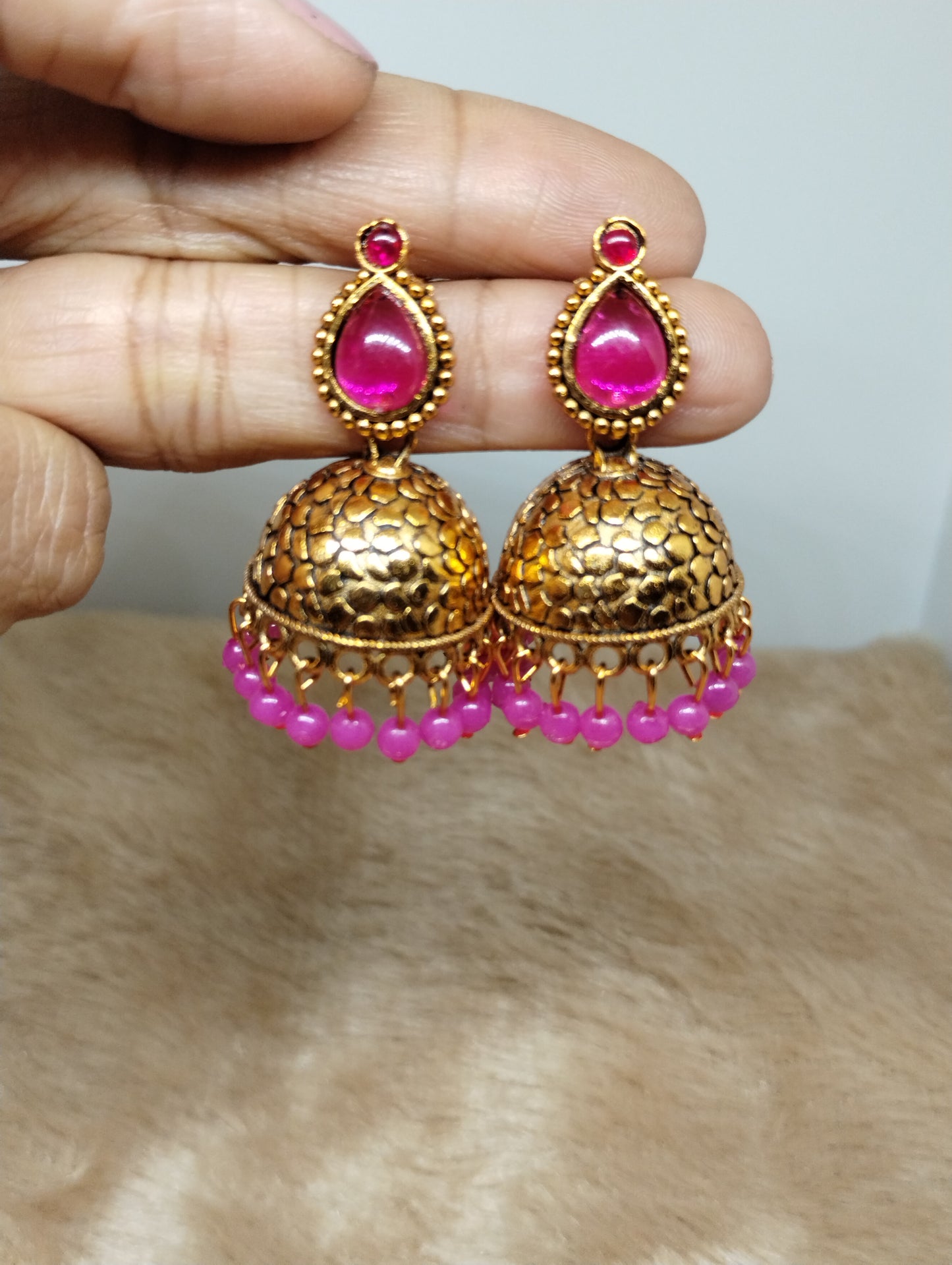Antique Gold Teardrop Jhumka