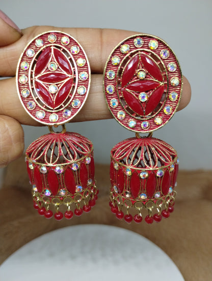 Aurora Enamel Jhumkas